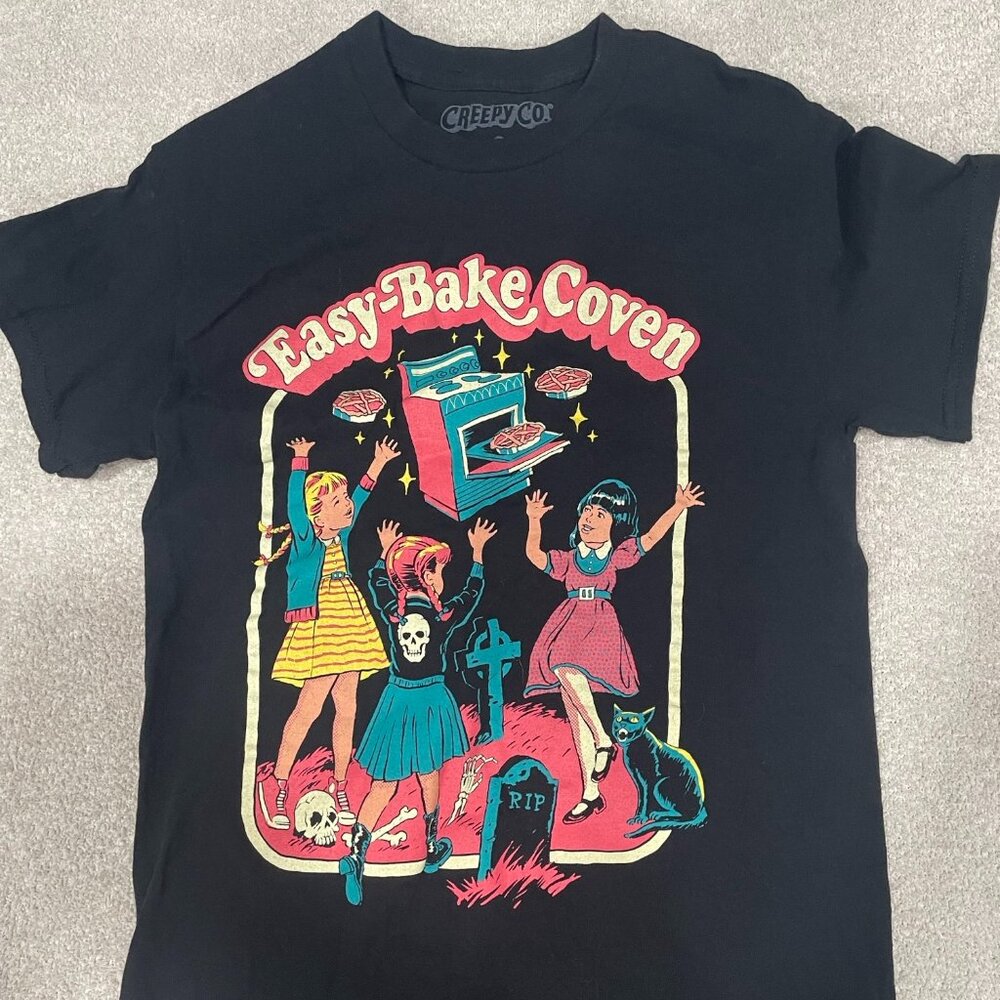 Creepy Co Shirt Men's Small Black Easy-Bake Coven Graphic Tee Short Sleeve Witch